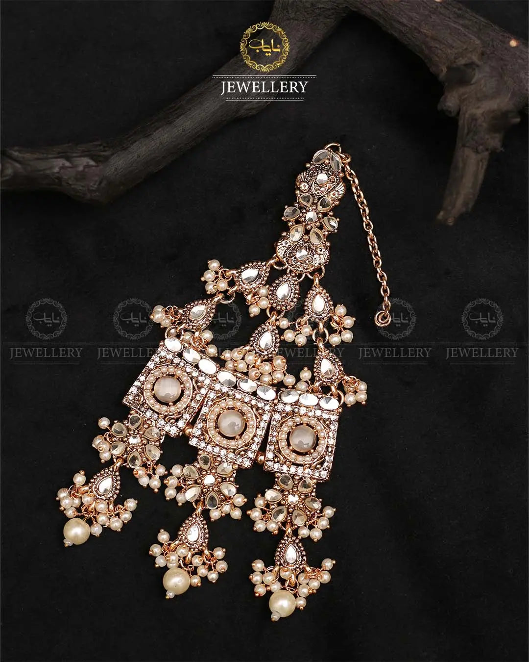 Kundan Mala set with jhumka tika-2376 (Copy) Nayab Jewellery