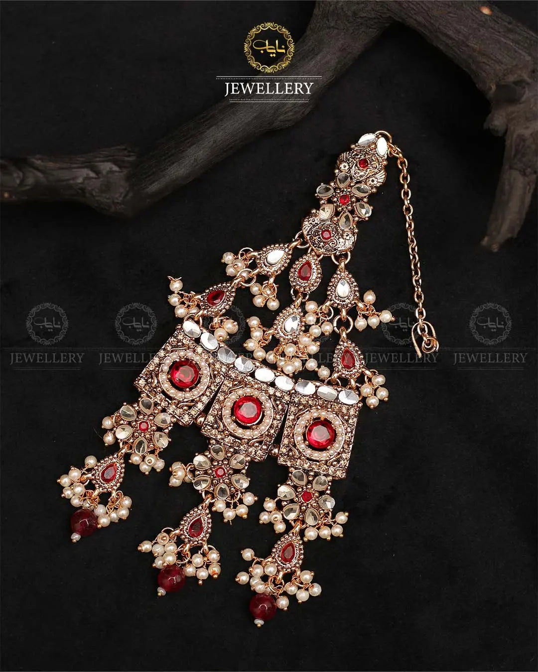 Kundan Mala set with jhumka tika-2376 (Copy) Nayab Jewellery