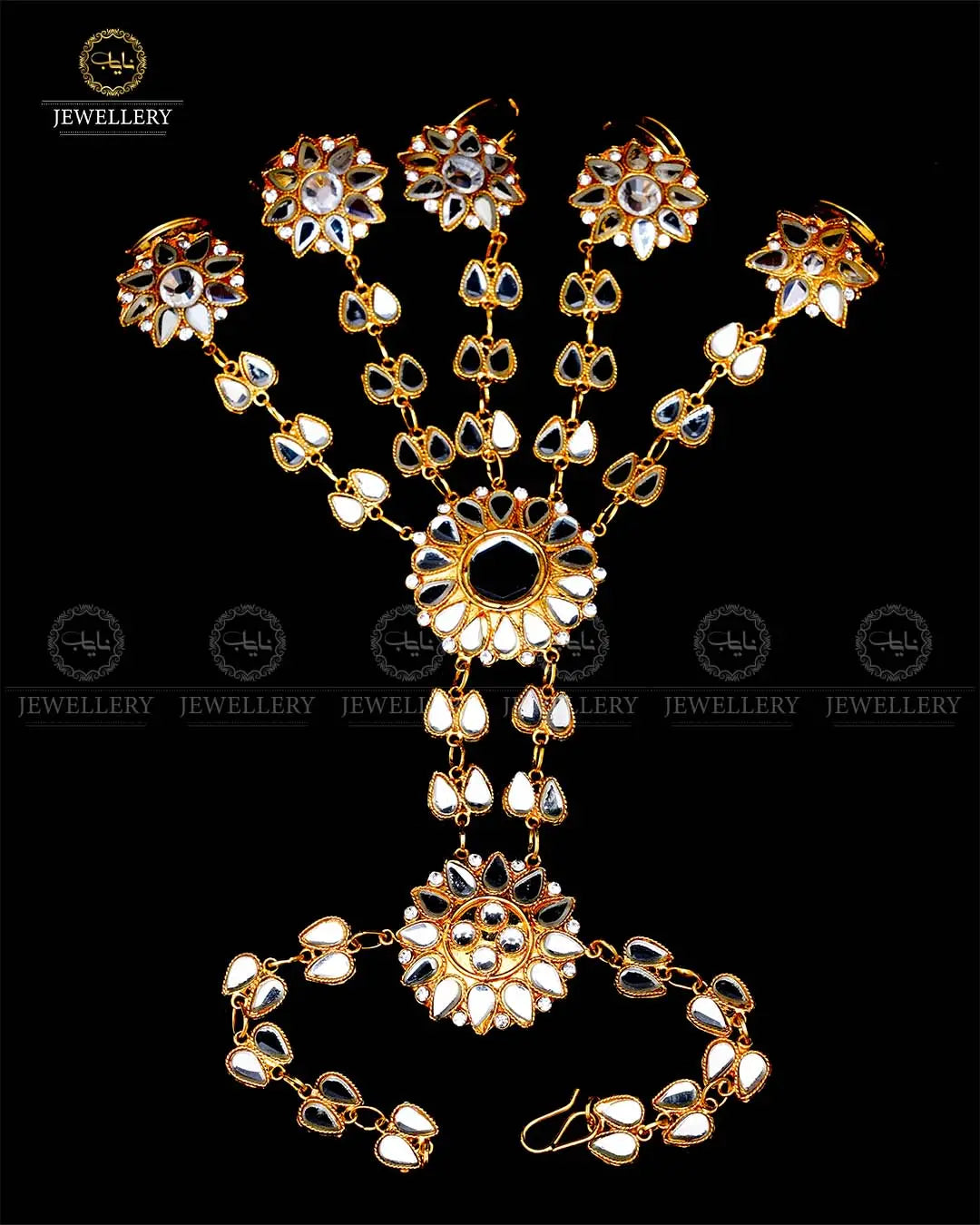 Kundan Panja (Bracelet with Rings)-2011 Nayab Jewellery