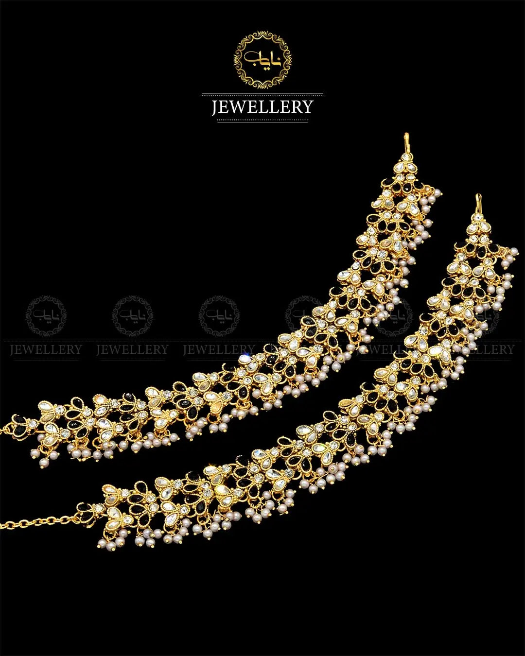 Kundan anklets Pazaib (pair)NJ-1829-G Nayab Jewellery