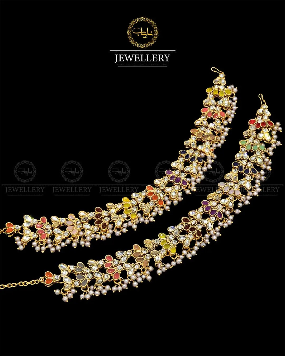 Kundan anklets Pazaib (pair)NJ-1829-G Nayab Jewellery