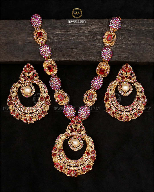 Turkish Necklace set-2534-Golden Nayab Jewellery