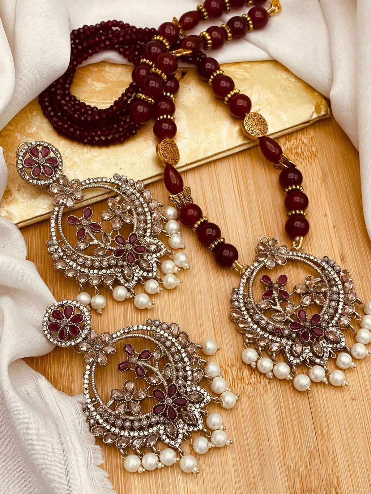 Marjan Traditional Real stones Dilver Maala Set NJ-1222 Nayab Jewellery