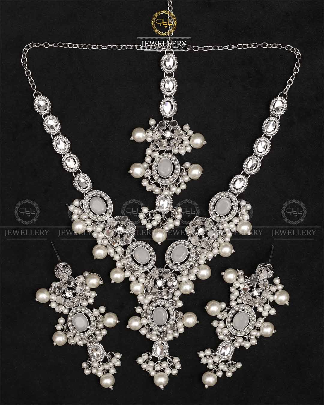 Mercury Kundan Necklace set-2331-Silver Nayab Jewellery