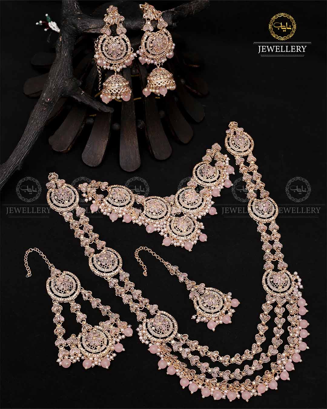 Mughlai Queen 6 pcs Bridal set-2088-Golden Nayab Jewellery