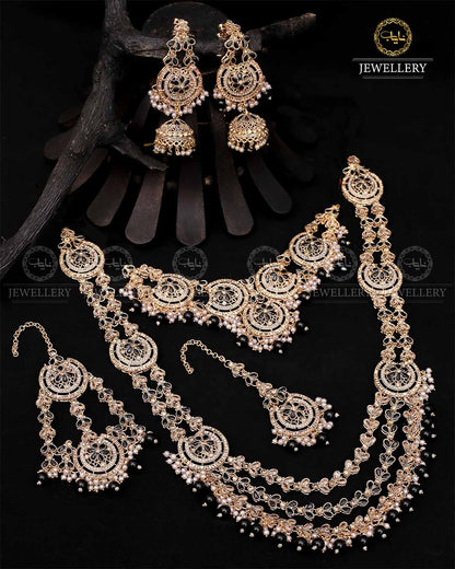 Mughlai Queen 6 pcs Bridal set-2088-Golden Nayab Jewellery