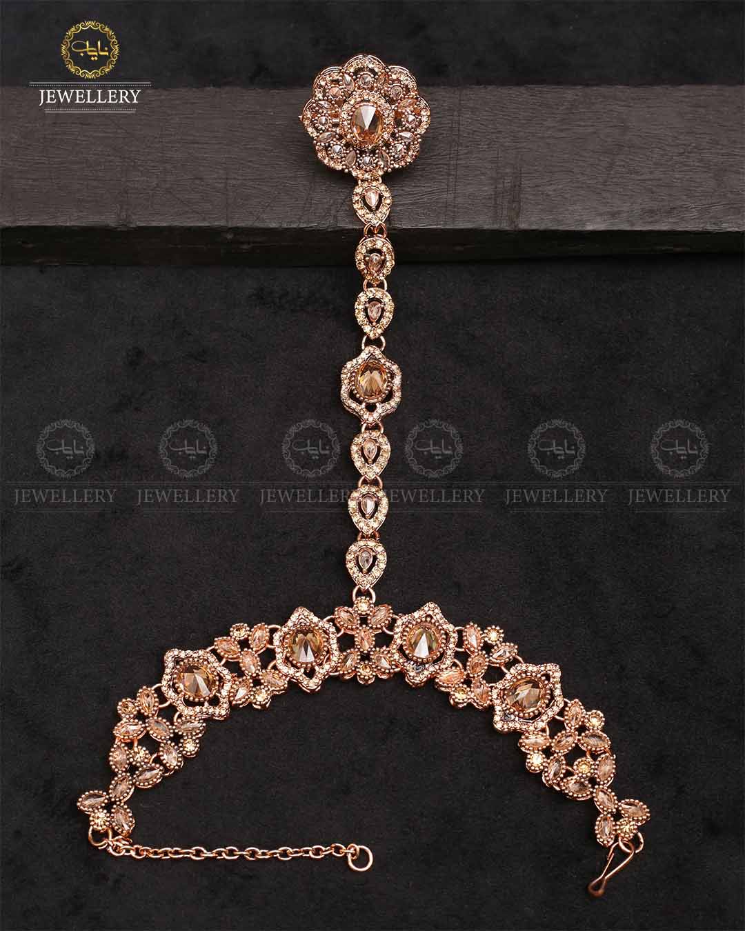 Nafees Zarcon Anja (bracelet with ring)-2324-Golden Nayab Jewellery