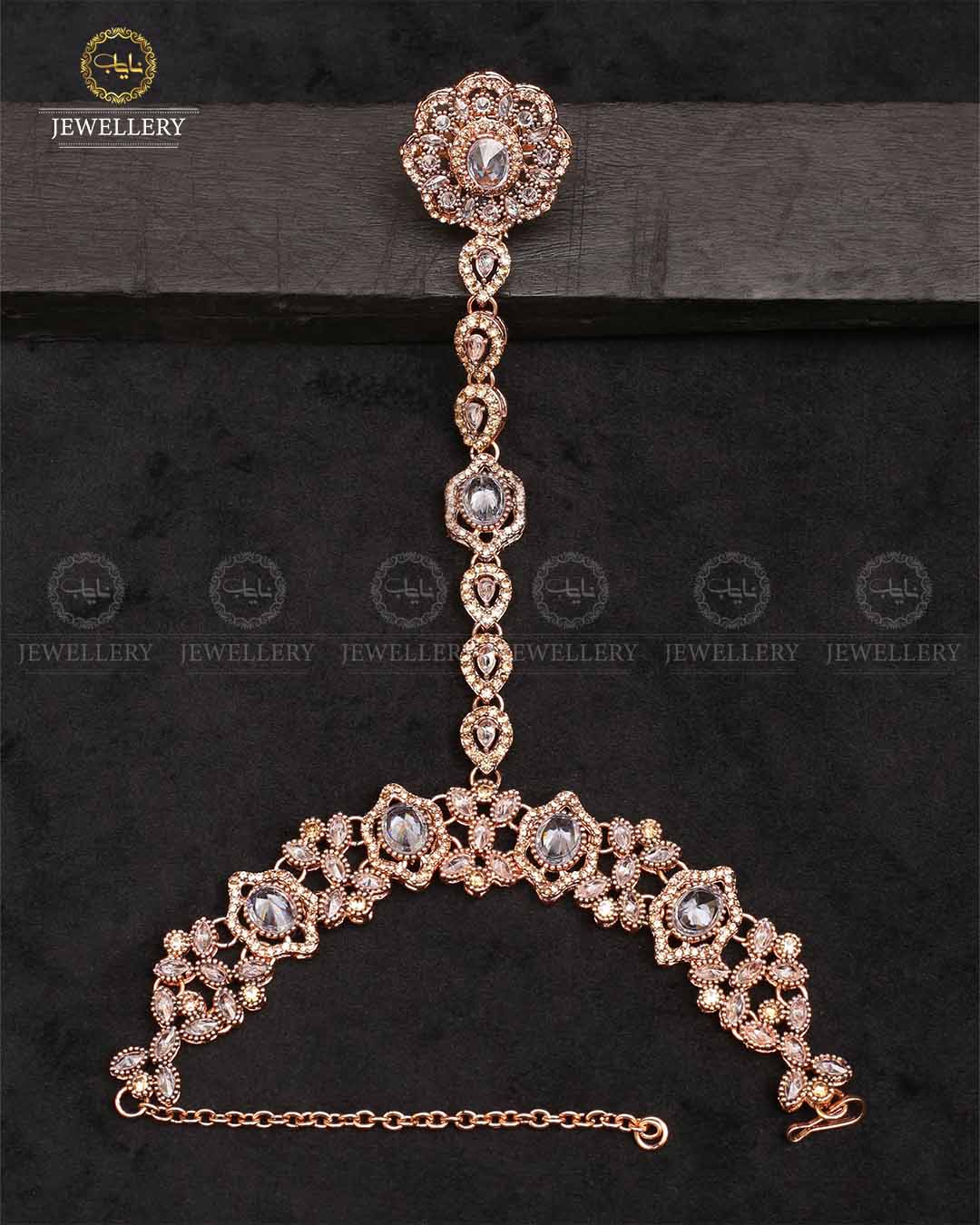 Nafees Zarcon Anja (bracelet with ring)-2324-Golden Nayab Jewellery