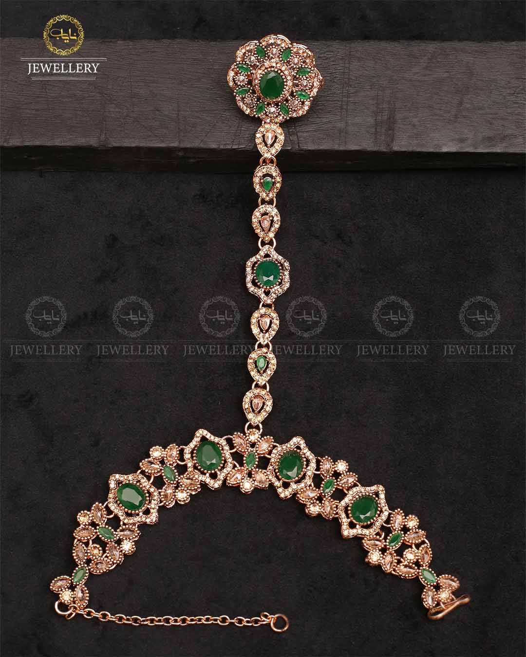 Nafees Zarcon Anja (bracelet with ring)-2324-Golden Nayab Jewellery