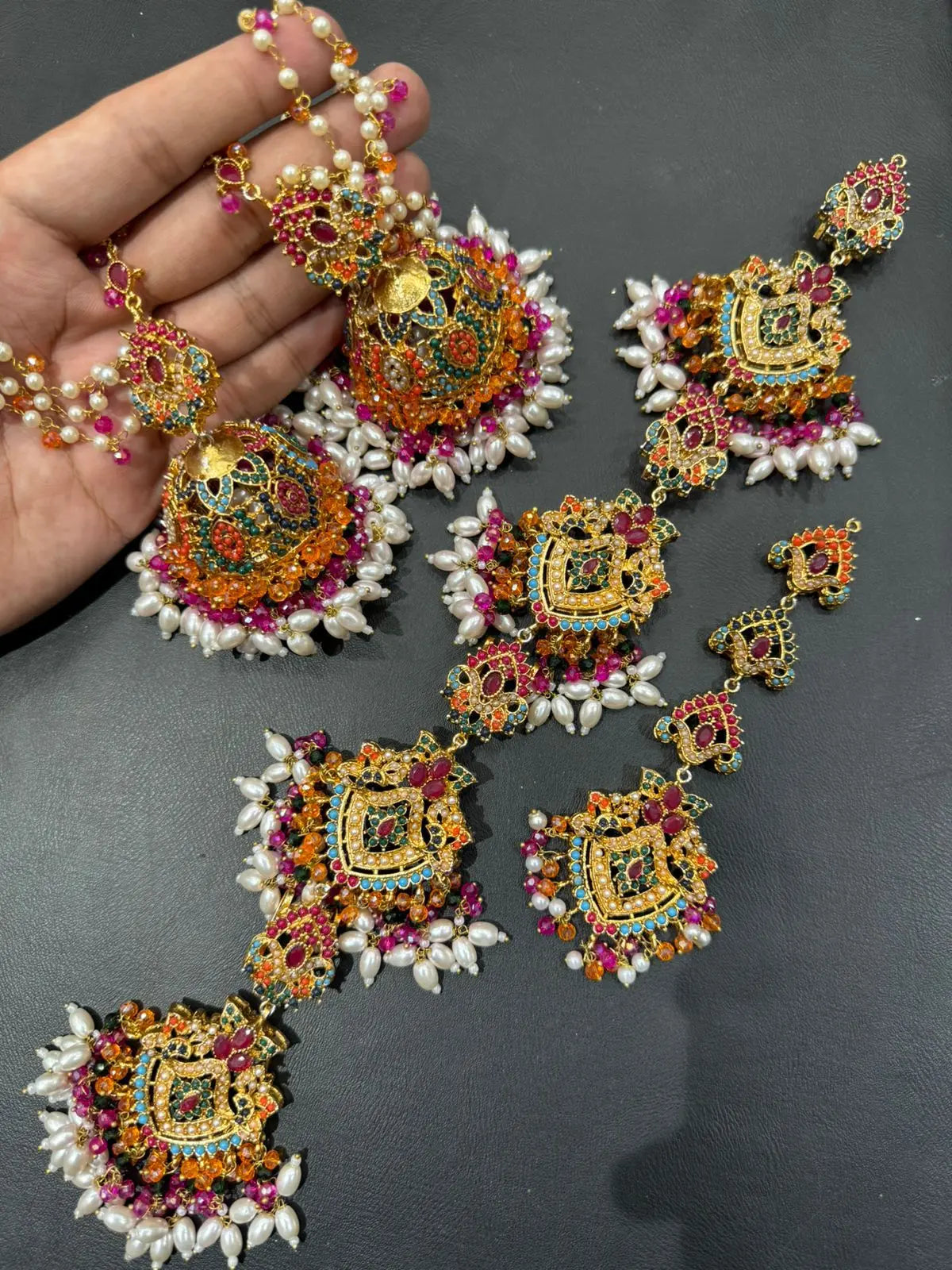 Noratan 3 pcs Combo Sahara Jhumka with Paranda & Tika-2248 Nayab Jewellery