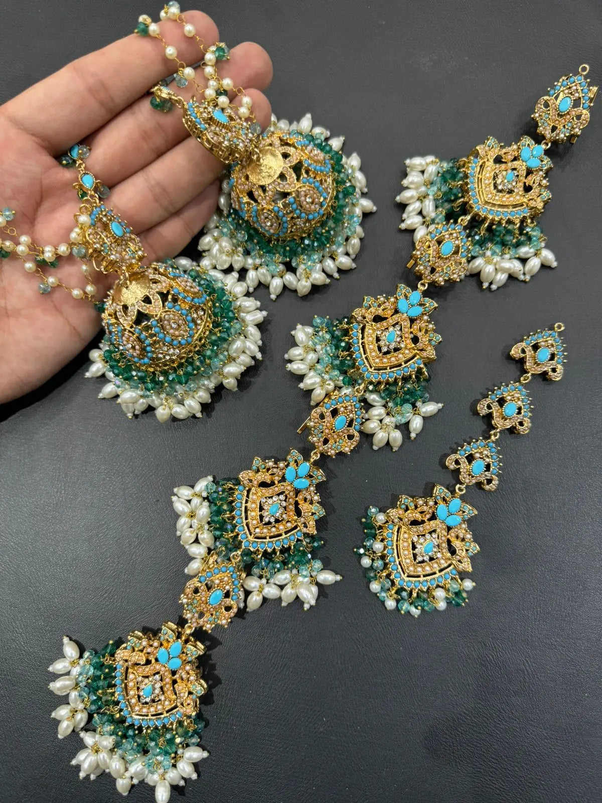 Noratan 3 pcs Combo Sahara Jhumka with Paranda & Tika-2248 Nayab Jewellery