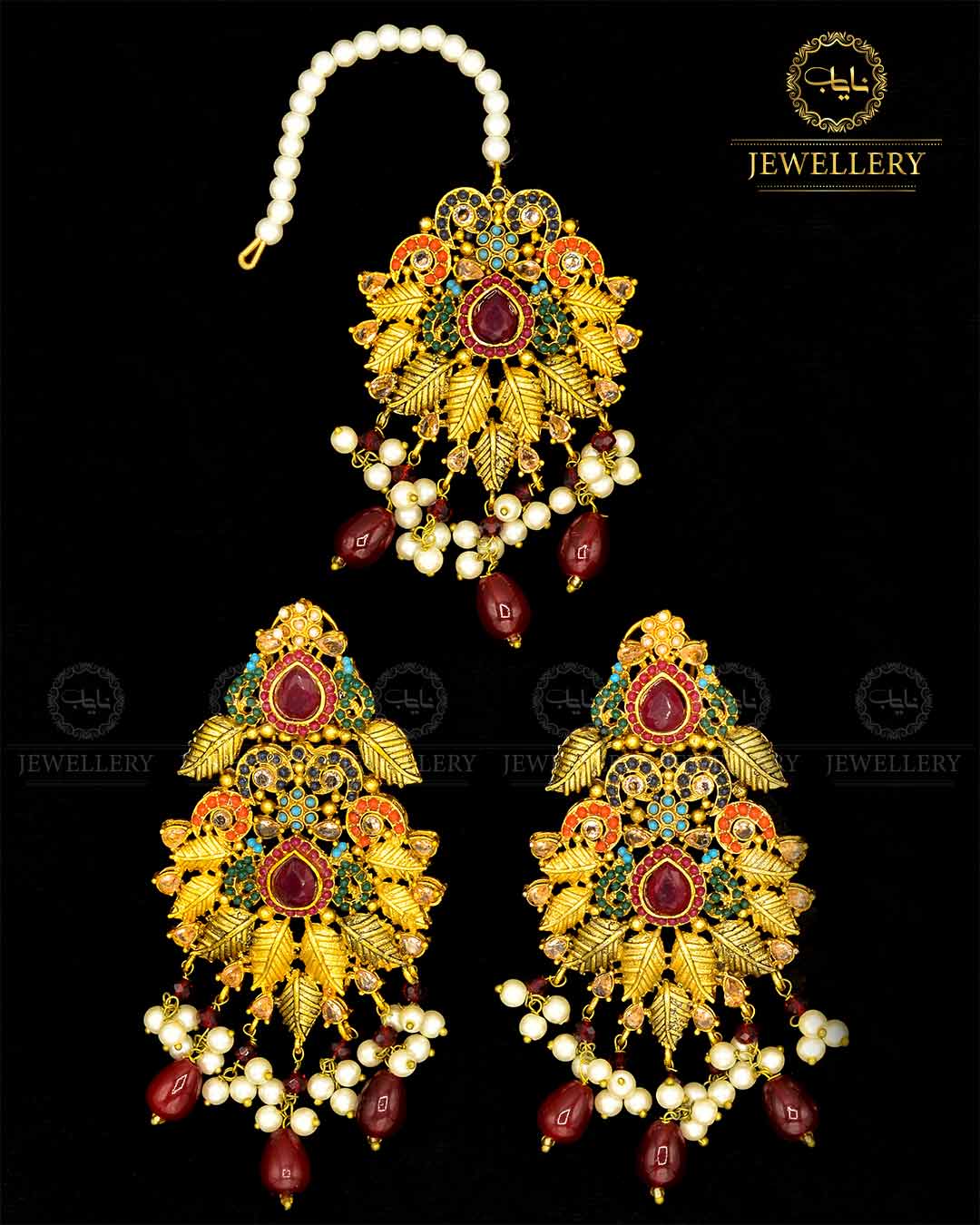 Noratan Earrings tika set NJ - 1684 Nayab Jewellery