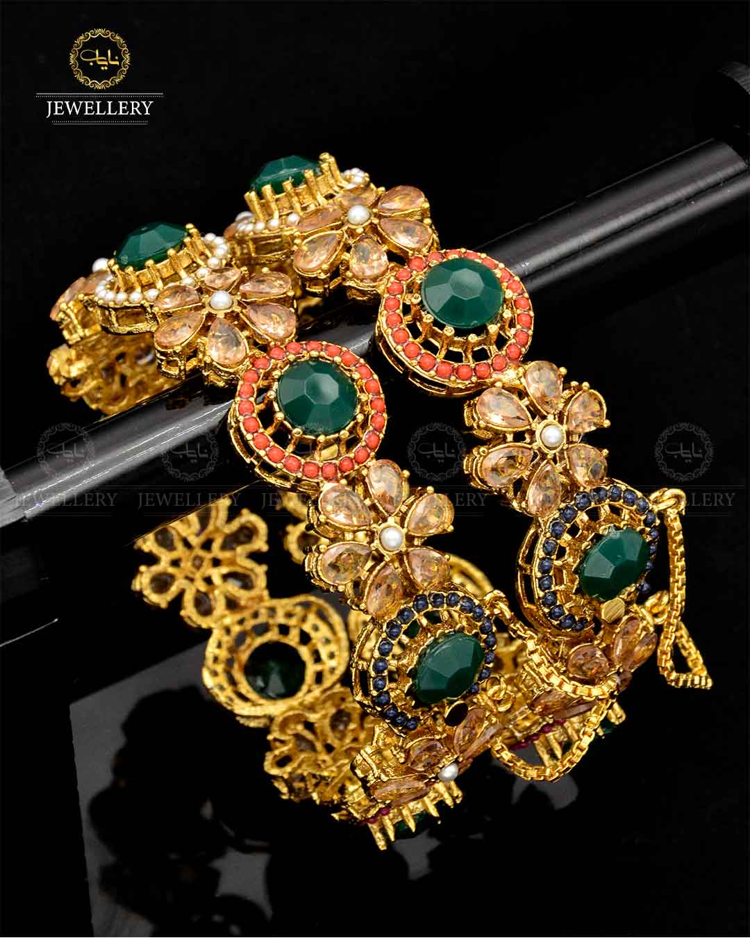 Noratan With Zarcon  Openable Bangles ( pair) NJ-1797 Nayab Jewellery