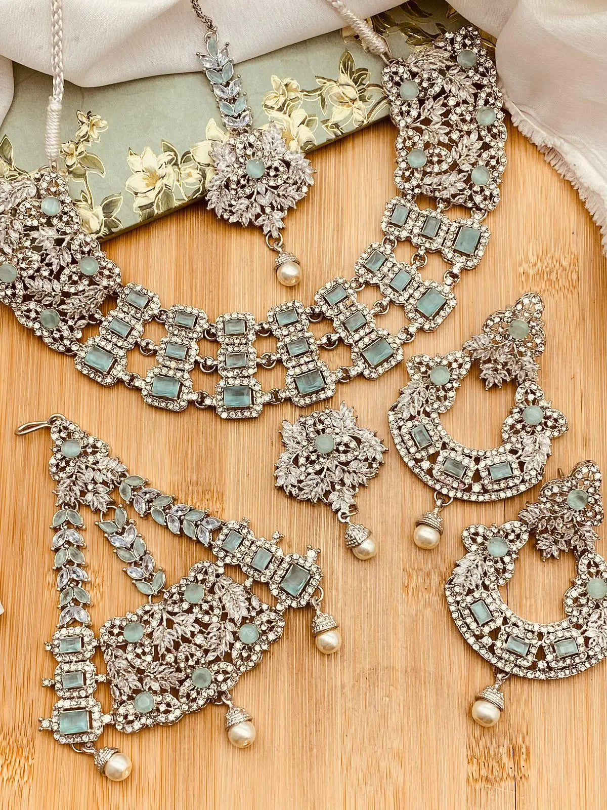 Orchid Zarcon Bridal set -2199-Silver Nayab Jewellery