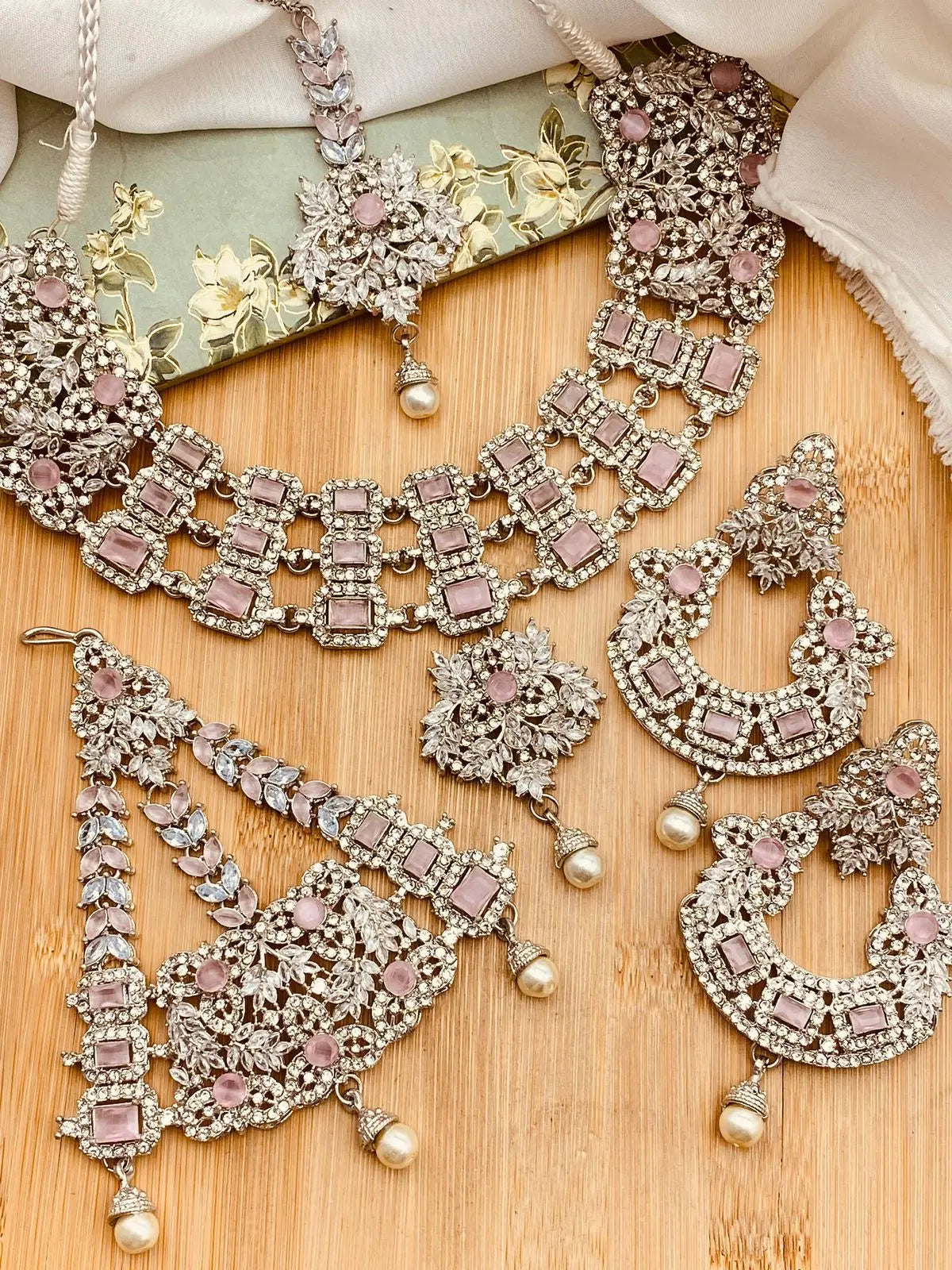 Orchid Zarcon Bridal set -2199-Silver Nayab Jewellery