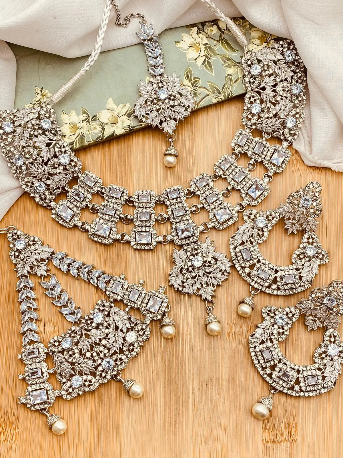 Orchid Zarcon Bridal set -2199-Silver Nayab Jewellery