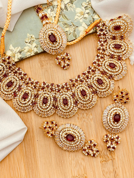 Polki with Zarcon Bridal Necklace set-2156-Golden Nayab Jewellery