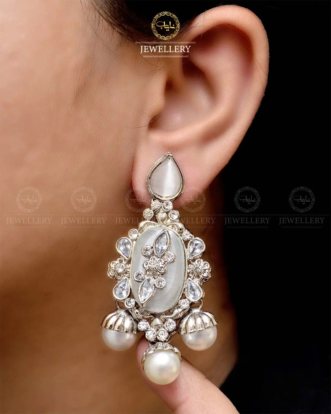 Premium Quality Egyptian Earrings  NJ-1878-Silver Nayab Jewellery