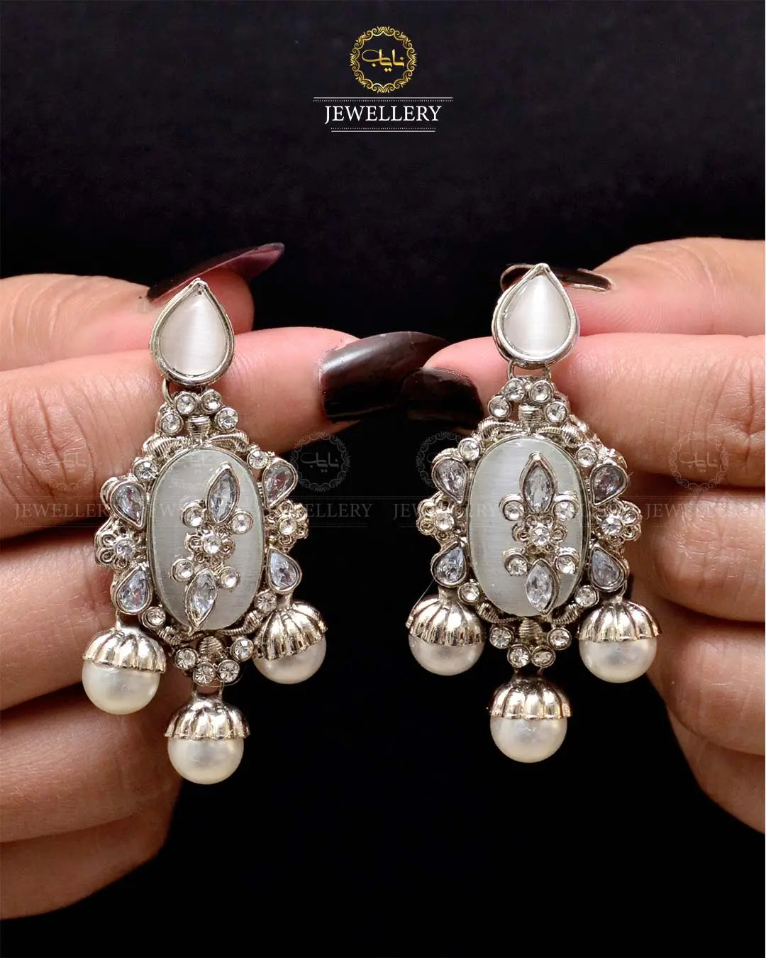 Premium Quality Egyptian Earrings  NJ-1878-Silver Nayab Jewellery