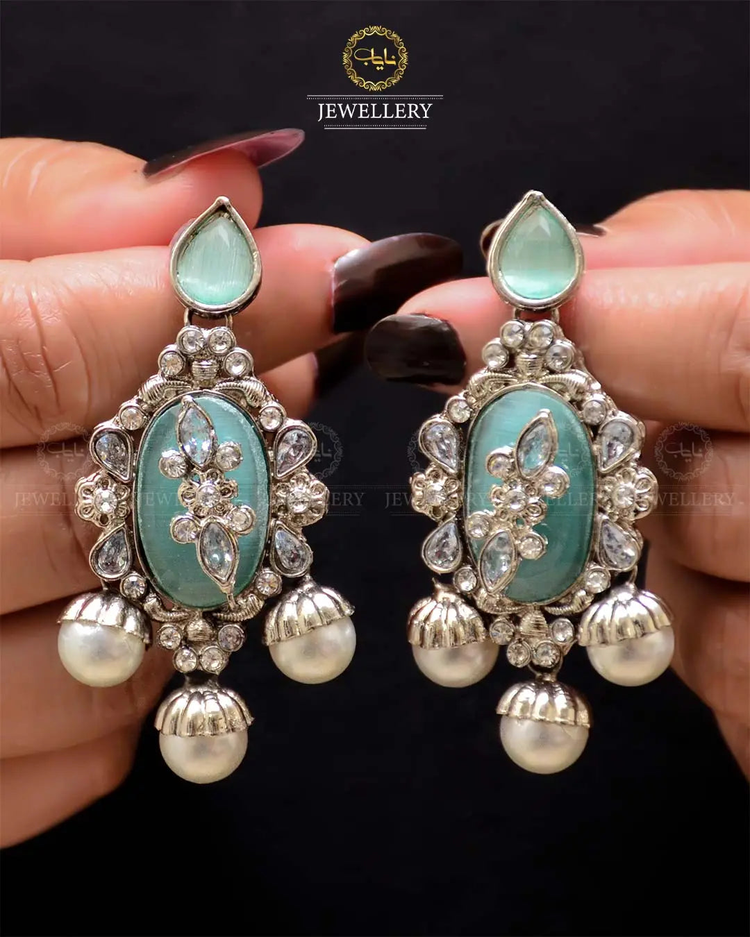 Premium Quality Egyptian Earrings  NJ-1878-Silver Nayab Jewellery