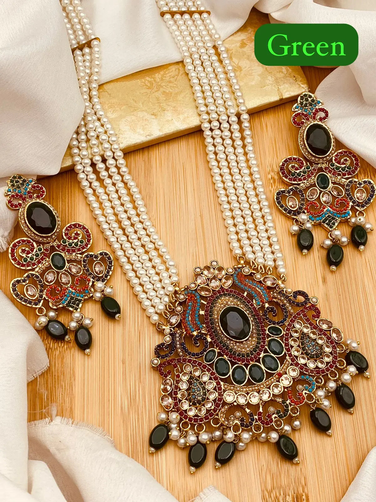 Premium Quality Noratan Maala Set with Tika NJ-1478 Nayab Jewellery