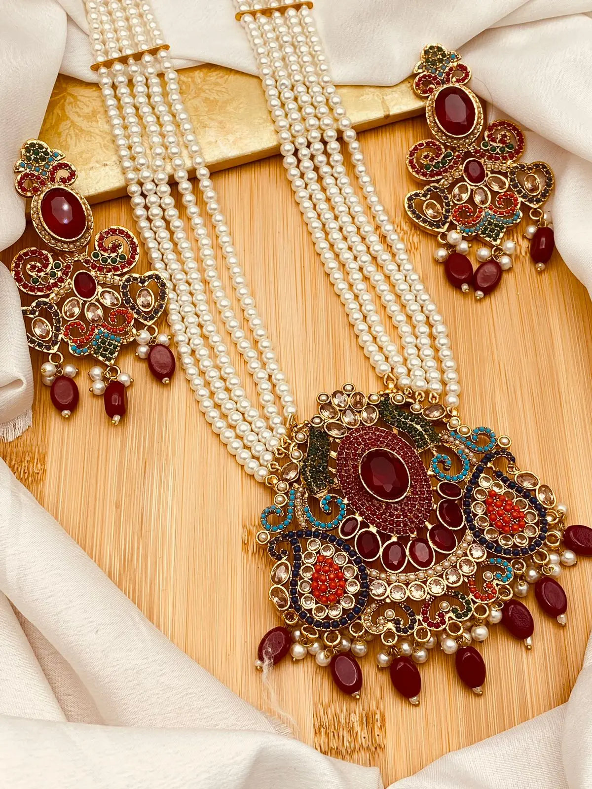 Premium Quality Noratan Maala Set with Tika NJ-1478 Nayab Jewellery