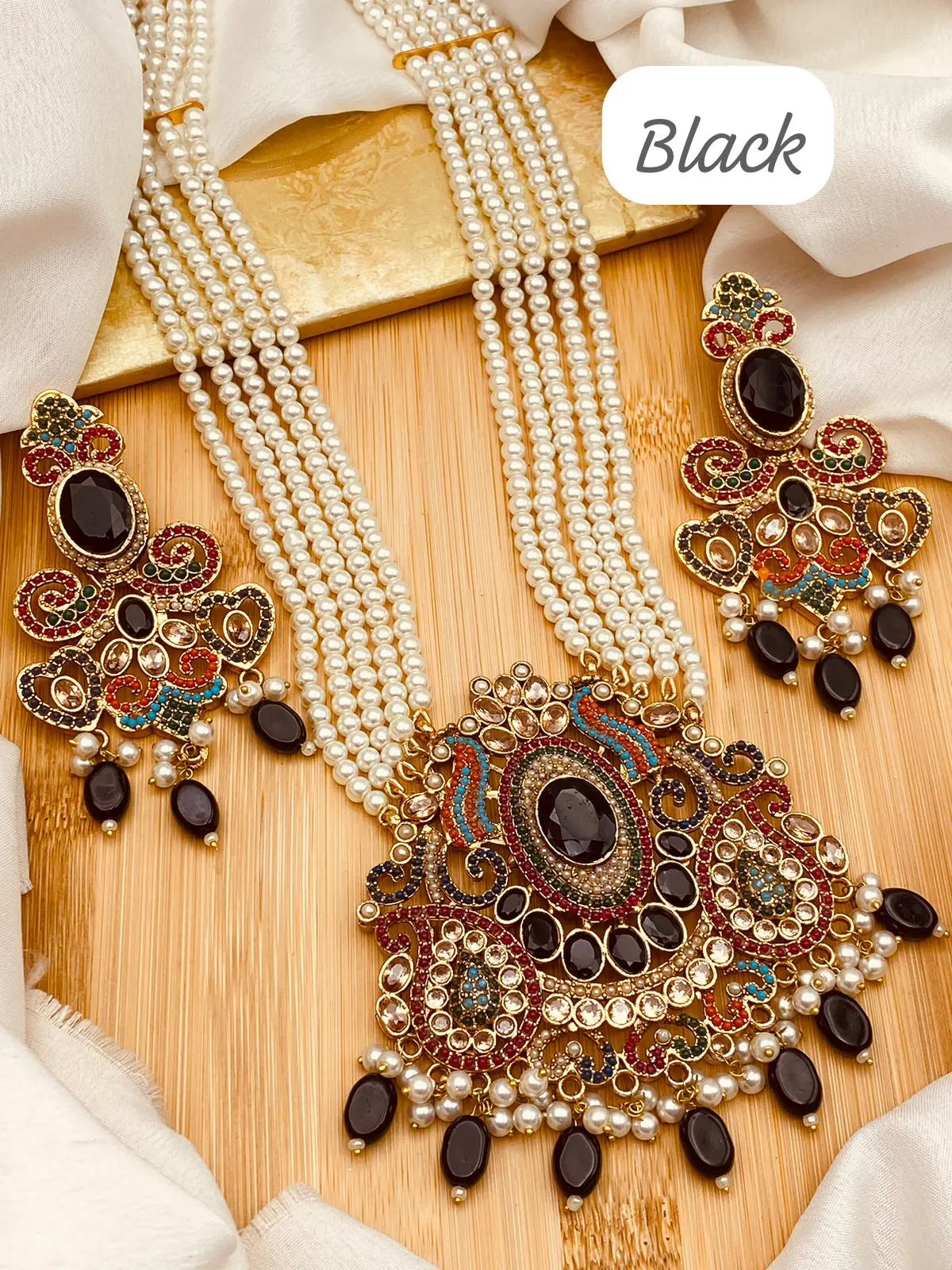 Premium Quality Noratan Maala Set with Tika NJ-1478 Nayab Jewellery