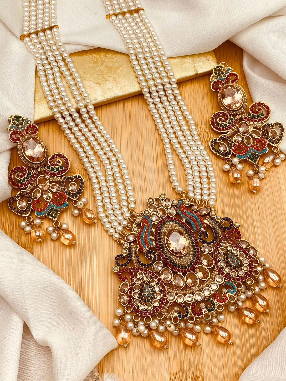 Premium Quality Noratan Maala Set with Tika NJ-1478 Nayab Jewellery