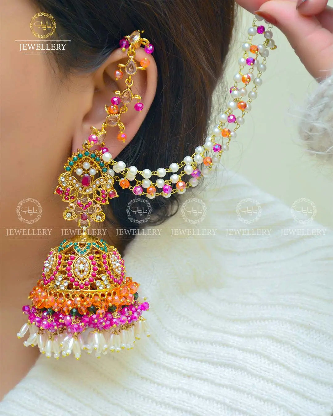 Premium Quality Noratan Sahara Jhumka with Tika NJ-1608 Nayab Jewellery