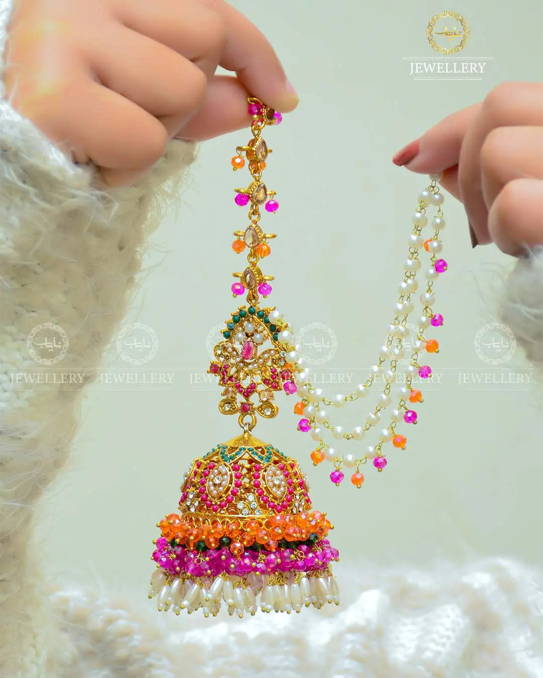 Premium Quality Noratan Sahara Jhumka with Tika NJ-1608 Nayab Jewellery