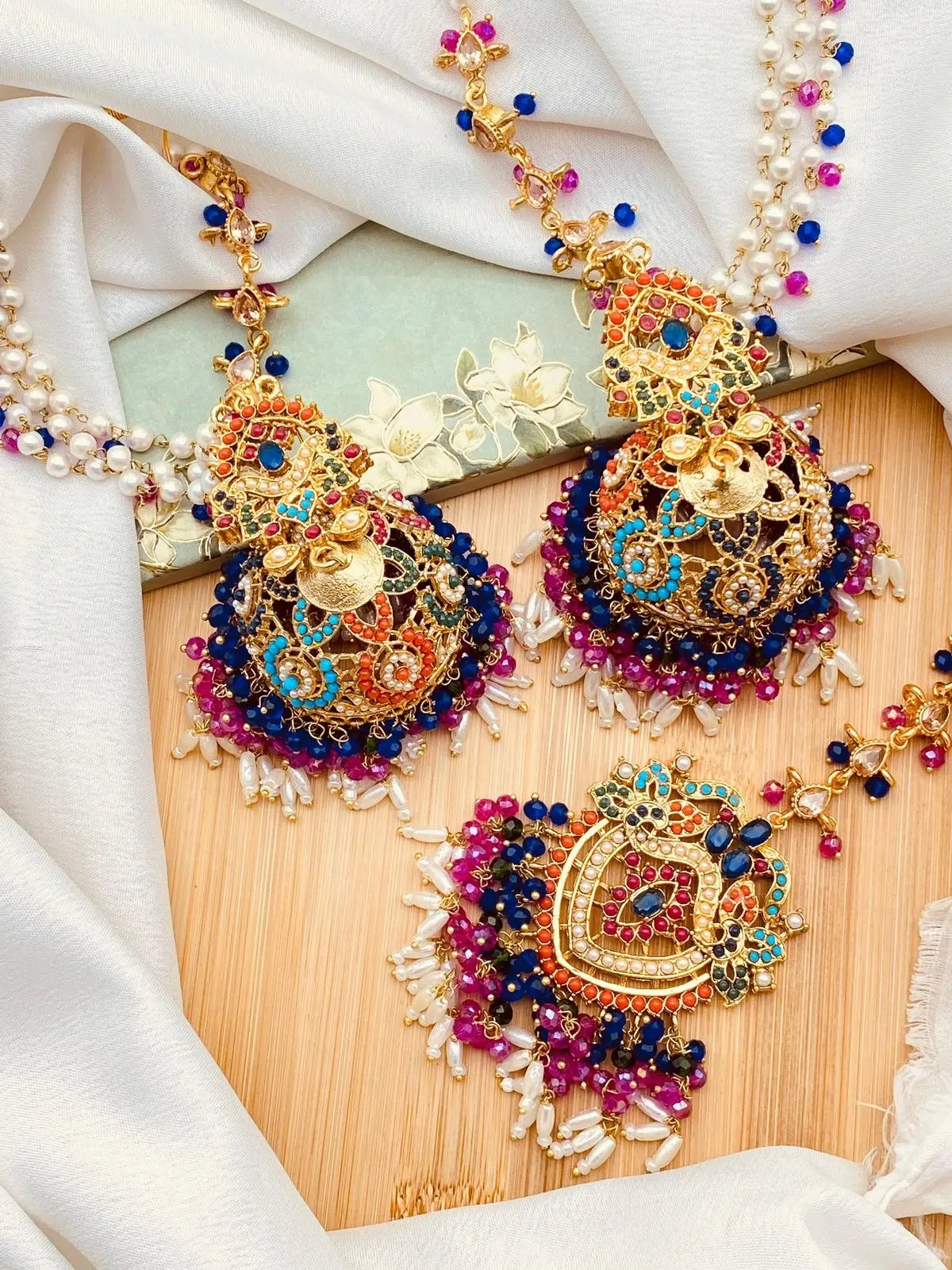 Premium Quality Noratan Sahara Jhumka with Tika NJ-1608 Nayab Jewellery