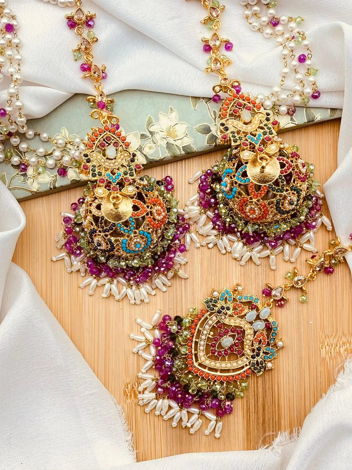 Premium Quality Noratan Sahara Jhumka with Tika NJ-1608 Nayab Jewellery