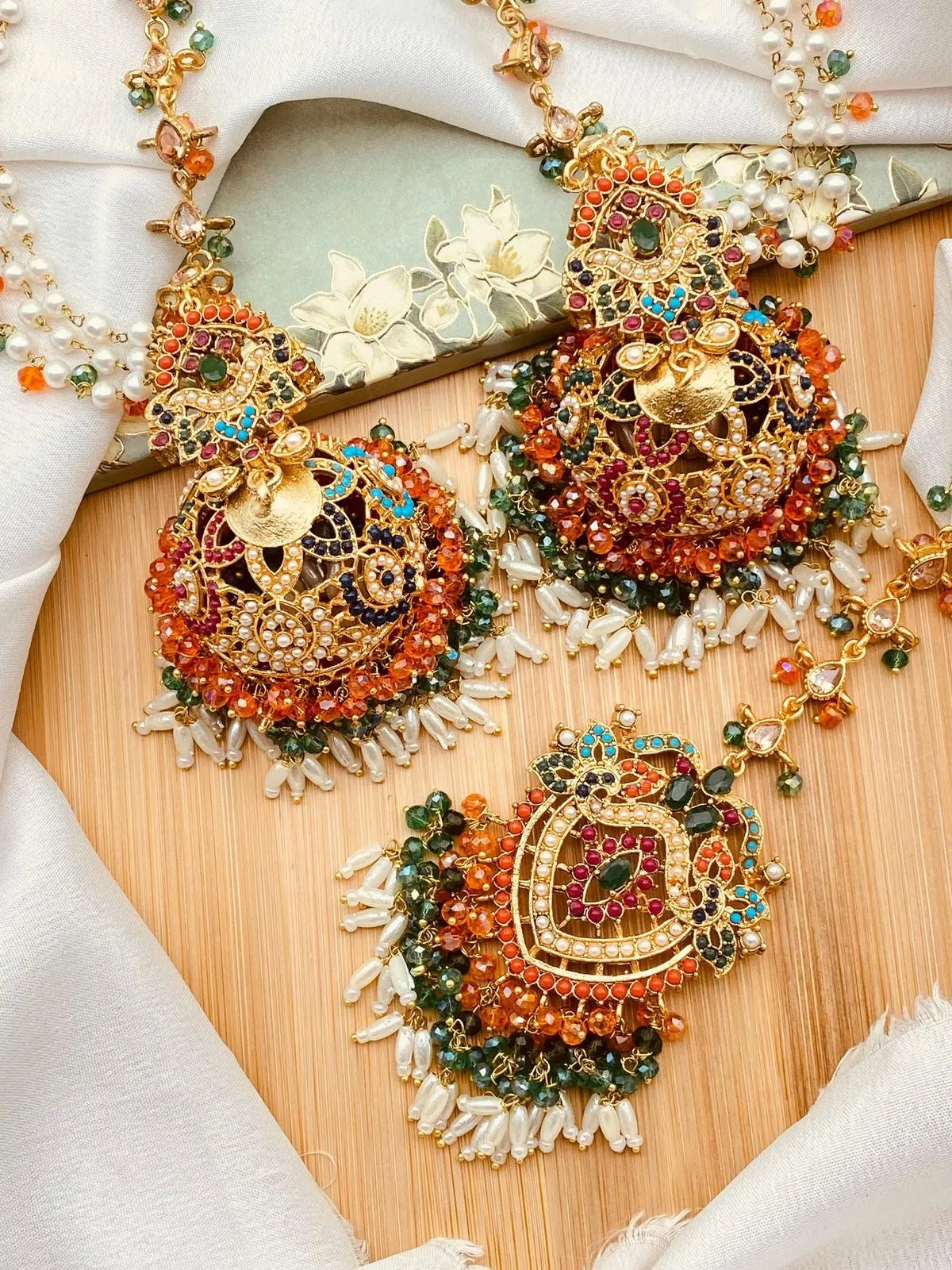 Premium Quality Noratan Sahara Jhumka with Tika NJ-1608 Nayab Jewellery