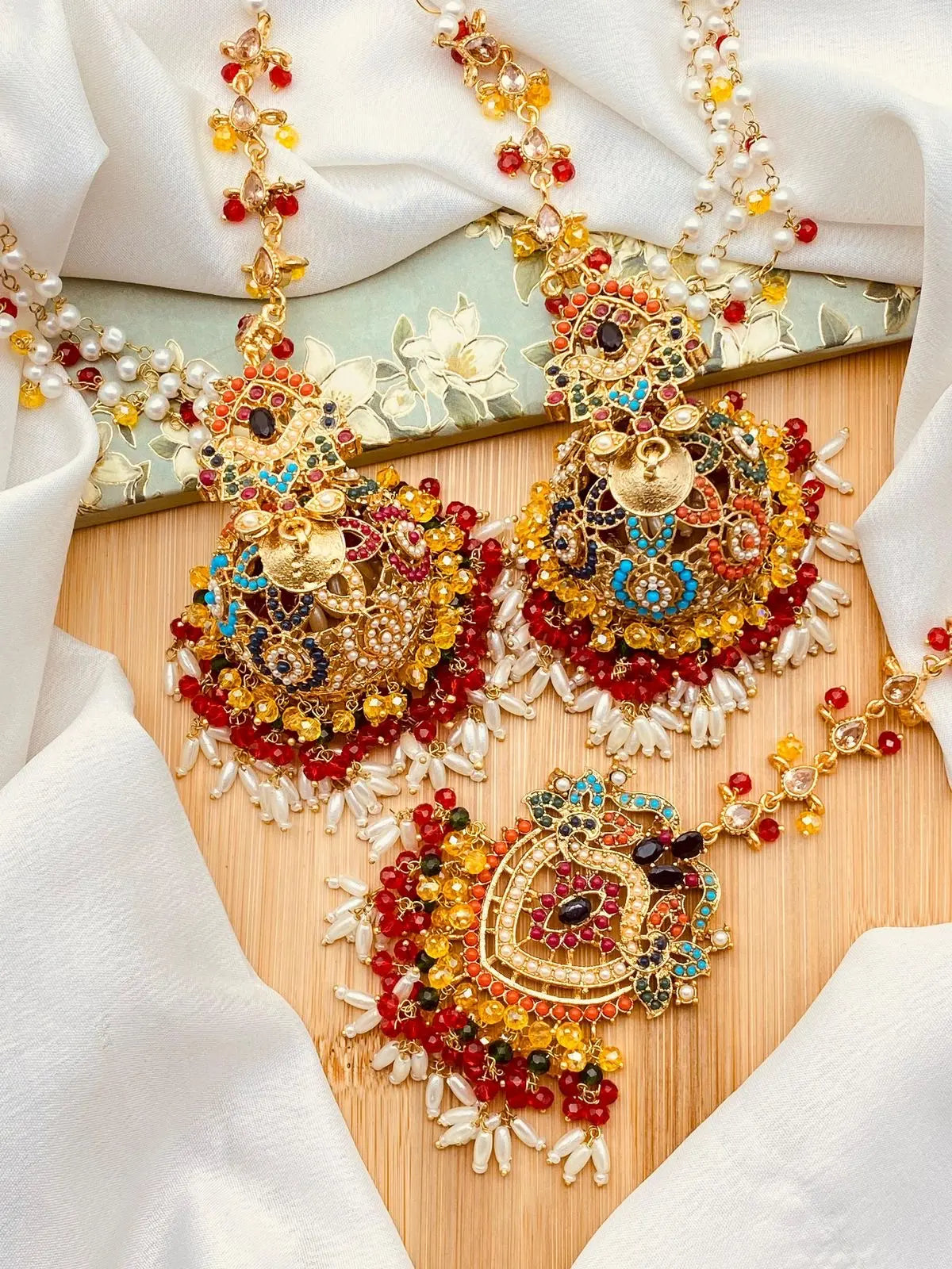 Premium Quality Noratan Sahara Jhumka with Tika NJ-1608 Nayab Jewellery