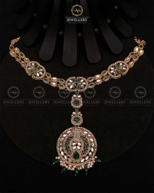Premium quality Kundan  big Size sheesh patti -2102-Golden Nayab Jewellery