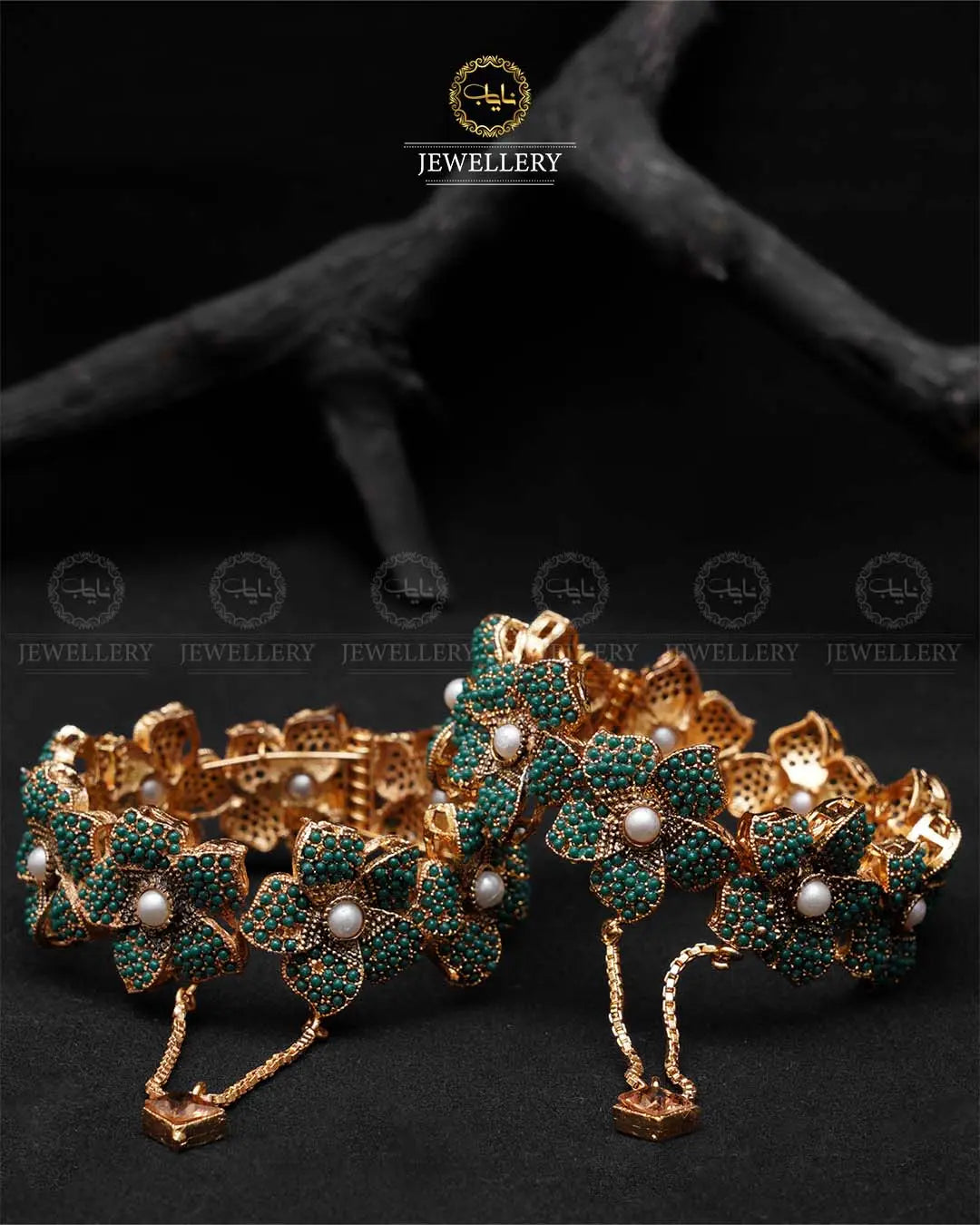 Premium quality Nauratan Flower Openable Bangles (Pair) -NJ-1354 Nayab Jewellery