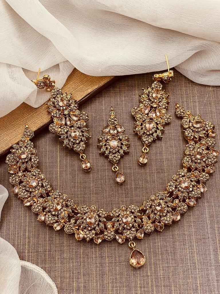 Premium quality Noratan Necklace Set NJ-1027-G Nayab Jewellery