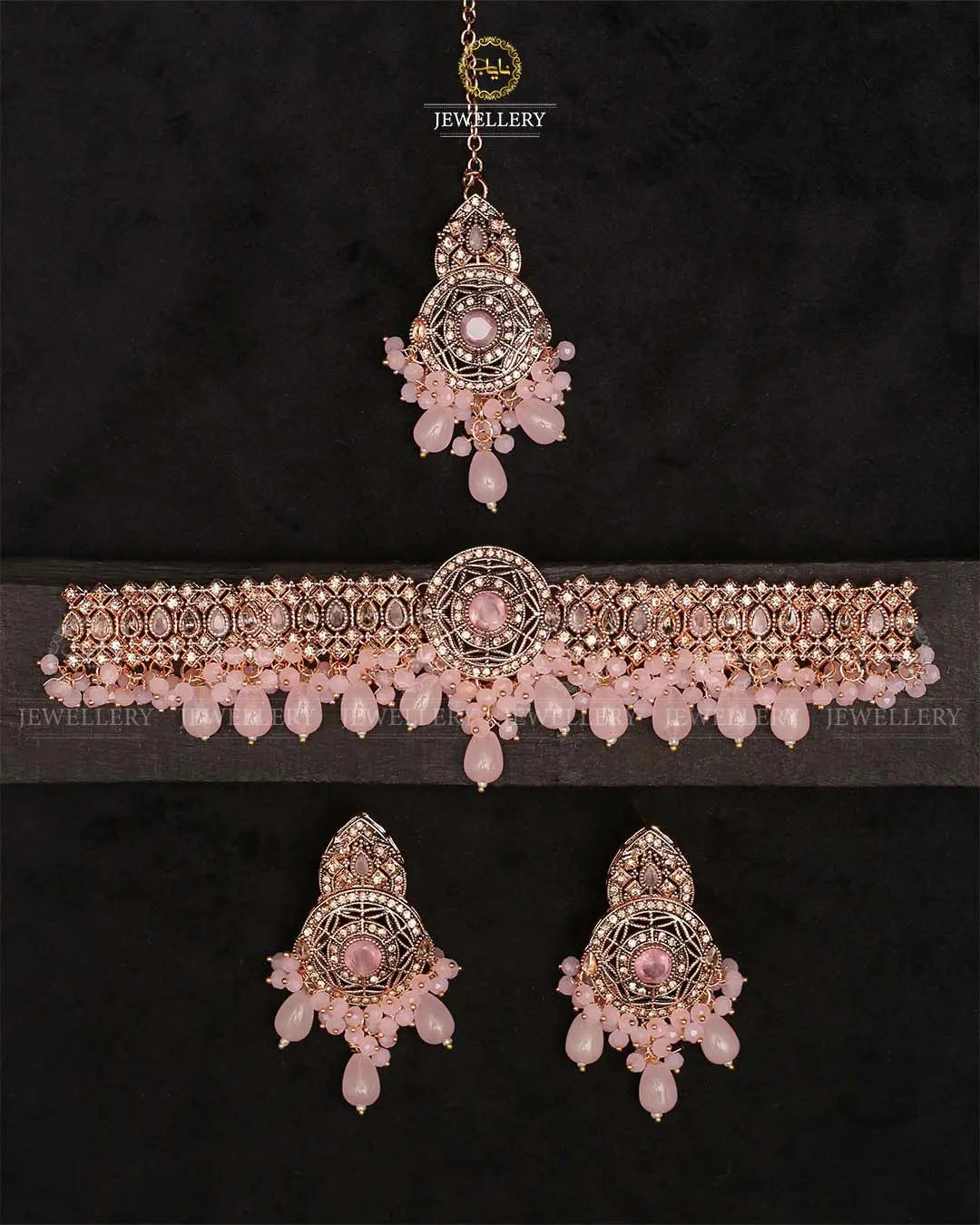 Rajhistani Chokar Necklace set with Tika -2338-Golden Nayab Jewellery