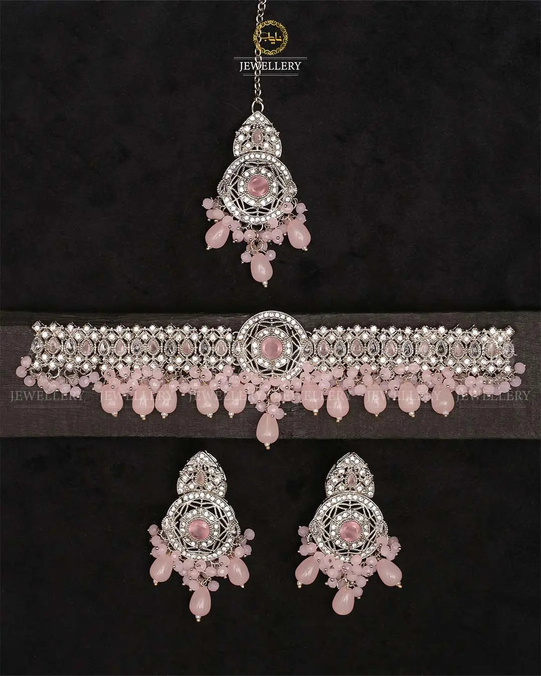 Rajhistani Chokar Necklace set with Tika -2338-Silver Nayab Jewellery