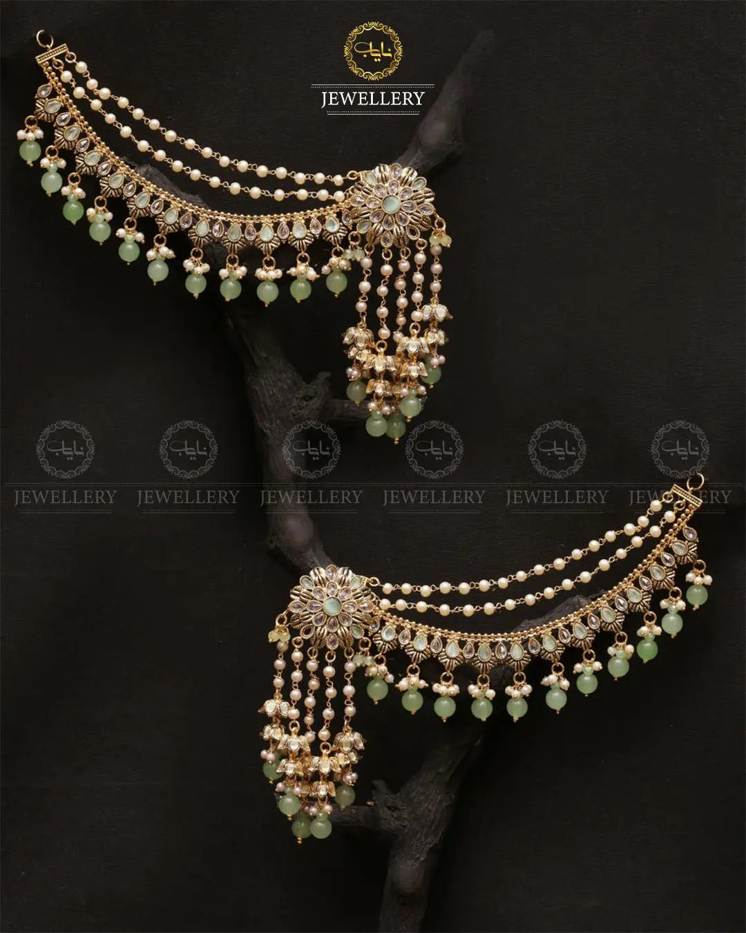 Rajhistani Long sahara Earrings (pair) 2310 Golden Nayab Jewellery