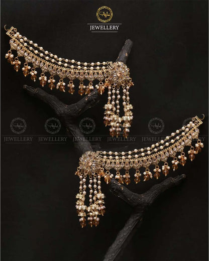Rajhistani Long sahara Earrings (pair) 2310 Golden Nayab Jewellery