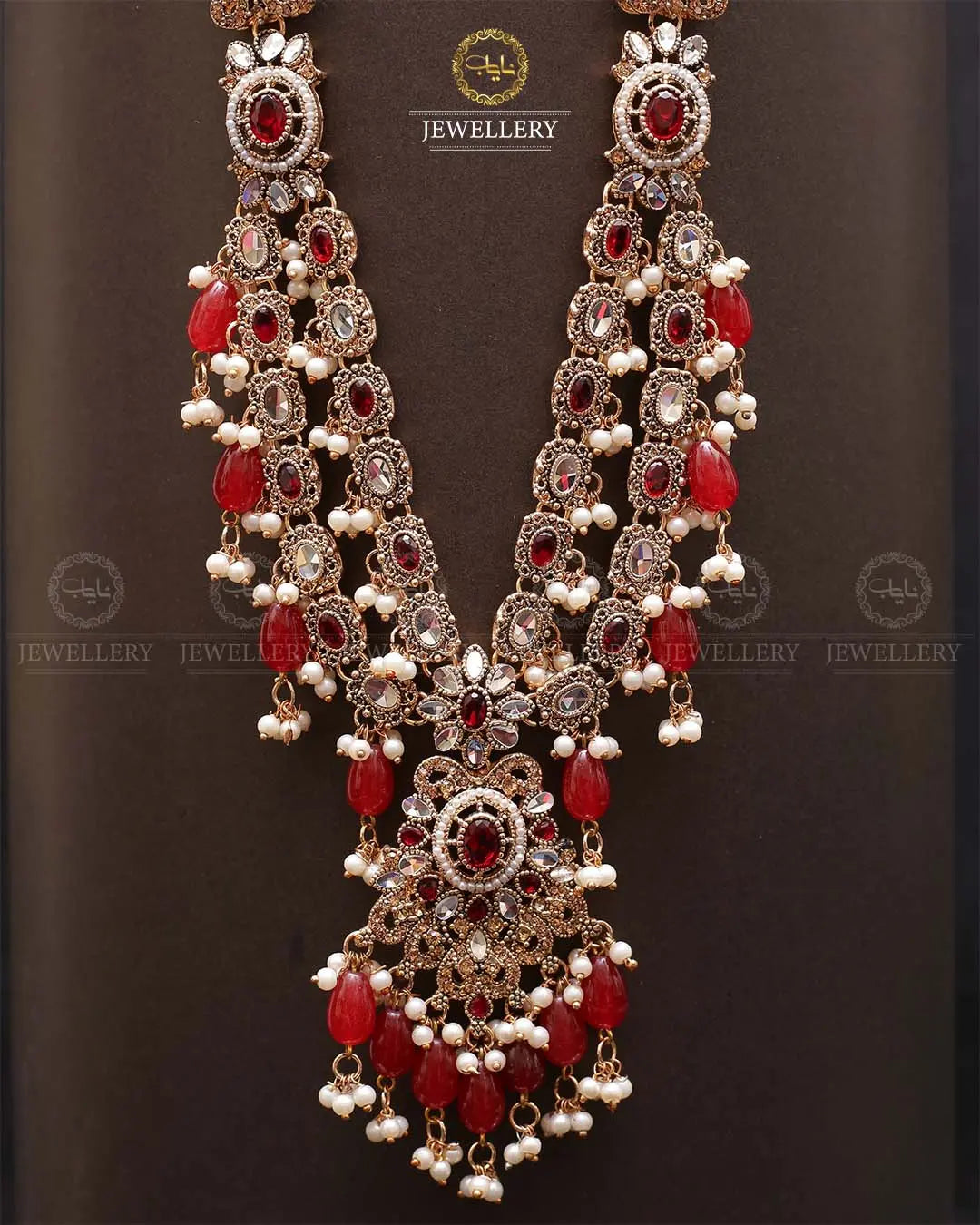 Rajhistani Tulip Lona mala (without earrings)-2307-Golden Nayab Jewellery