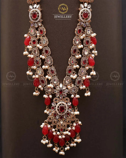 Rajhistani Tulip Lona mala (without earrings)-2307-Golden Nayab Jewellery