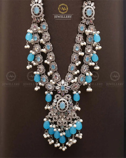 Rajhistani Tulip Lona mala (without earrings)-2307-Silver Nayab Jewellery