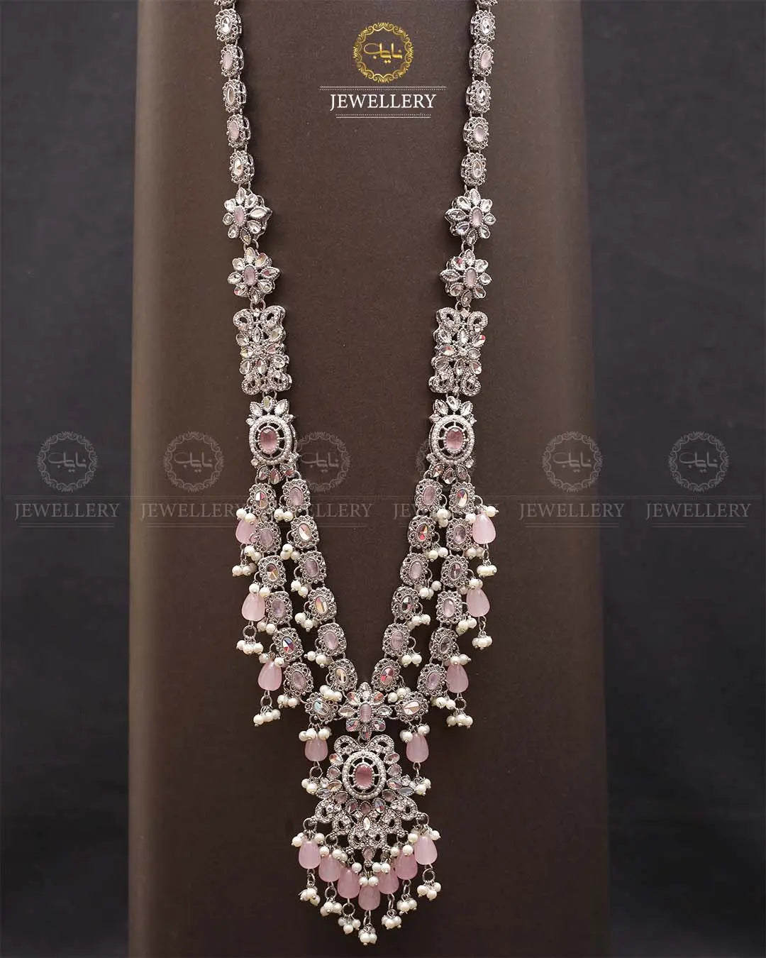 Rajhistani Tulip Lona mala (without earrings)-2307-Silver Nayab Jewellery