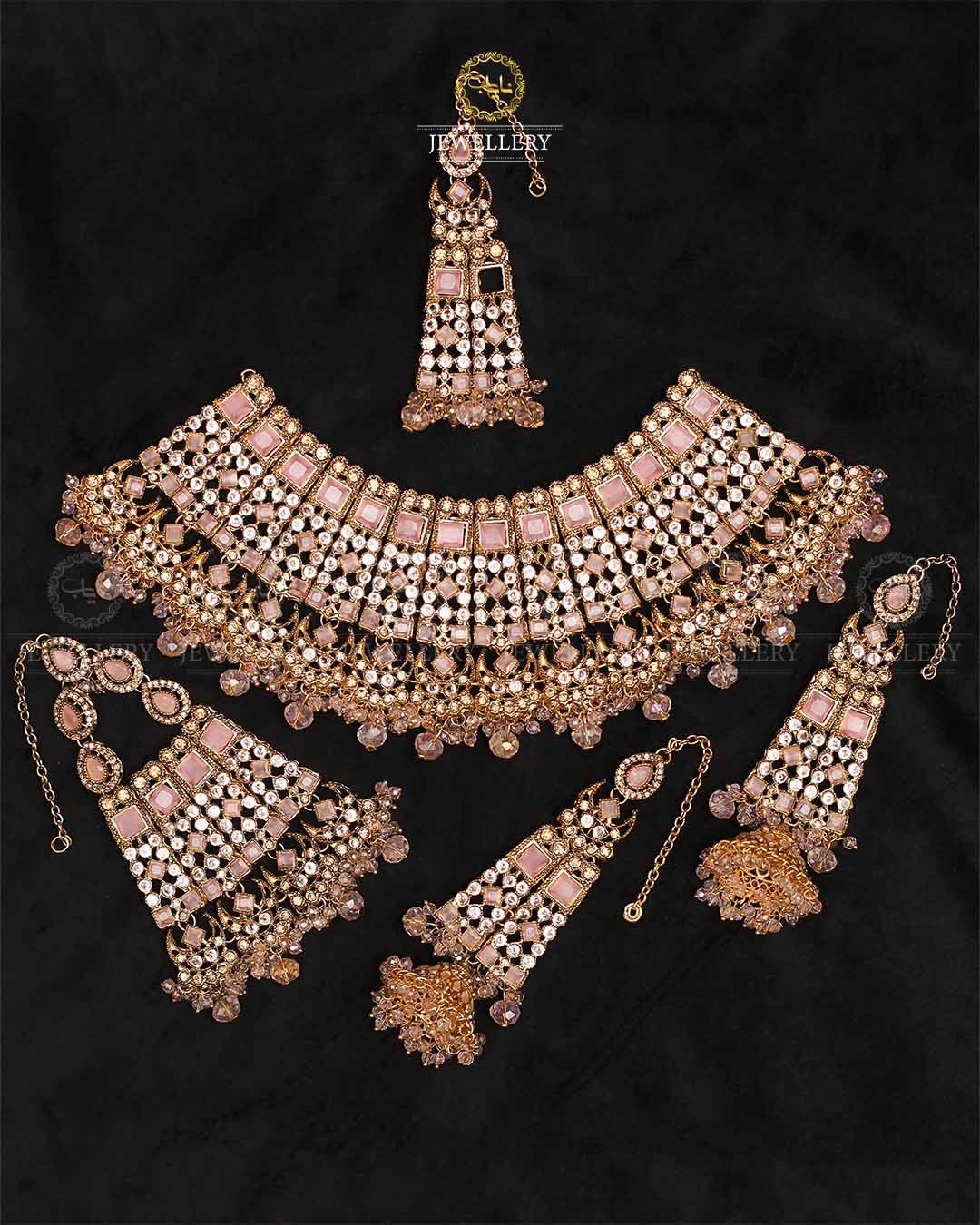 Rajhistani Zarcon Bridal Collar set-2373-Golden Nayab Jewellery