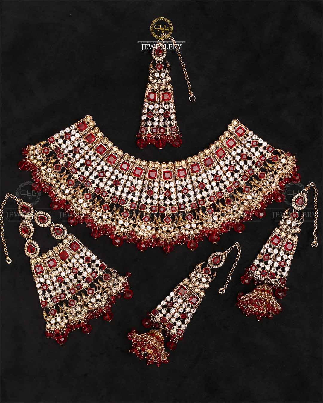 Rajhistani Zarcon Bridal Collar set-2373-Golden Nayab Jewellery