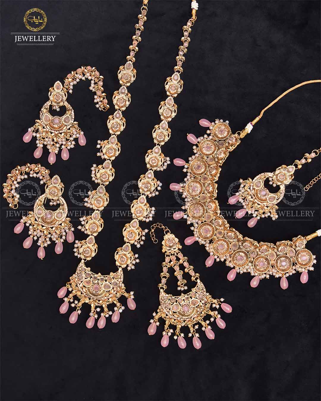Rajwadi 6 pcs bridal set-2276-Golden Nayab Jewellery