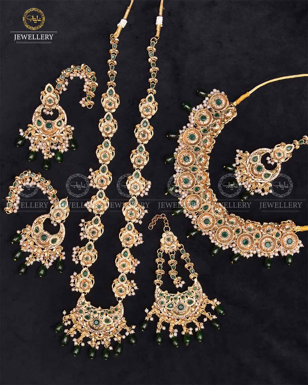 Rajwadi 6 pcs bridal set-2276-Golden Nayab Jewellery