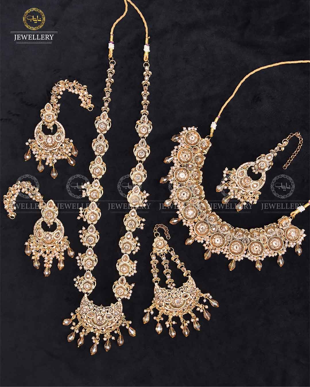 Rajwadi 6 pcs bridal set-2276-Golden Nayab Jewellery